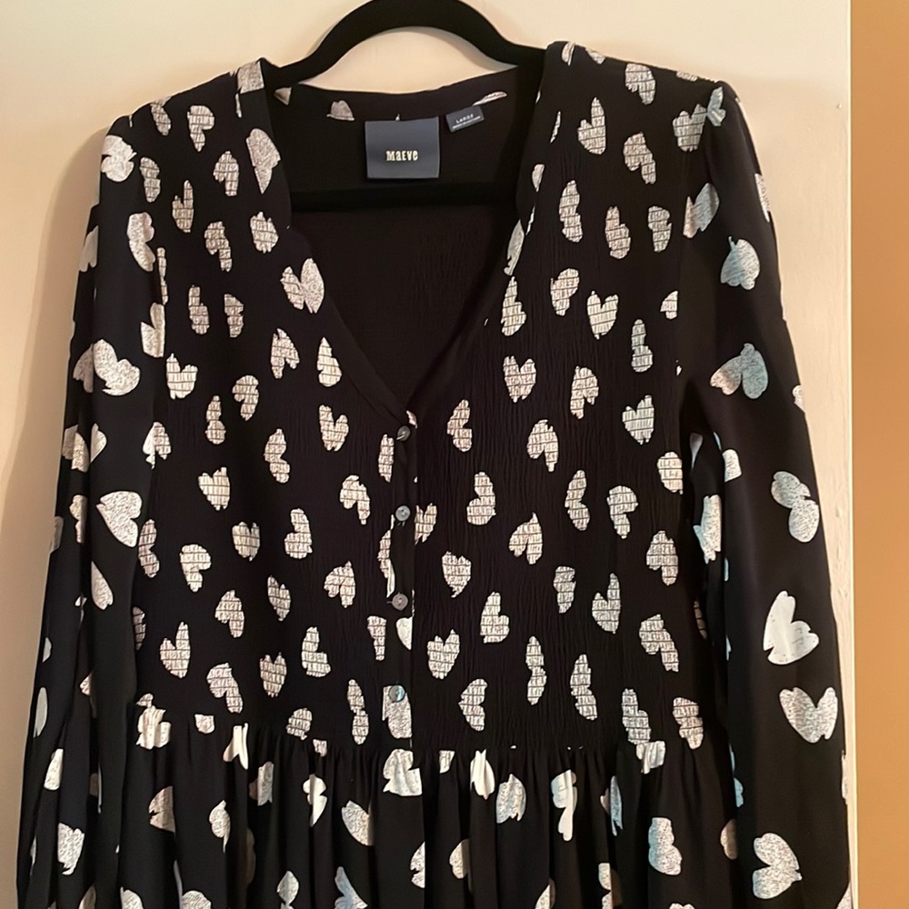 Anthropologie Maeve smocked top button up dress